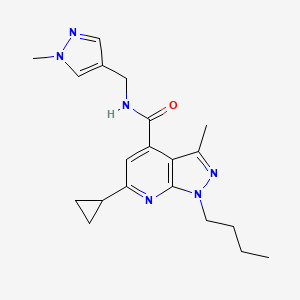 molecular formula C20H26N6O B10920400 1-butyl-6-cyclopropyl-3-methyl-N-[(1-methyl-1H-pyrazol-4-yl)methyl]-1H-pyrazolo[3,4-b]pyridine-4-carboxamide 