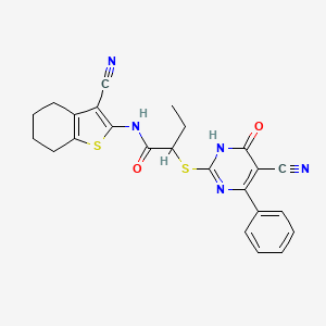 2-[(5-cyano-6-oxo-4-phenyl-1,6-dihydropyrimidin-2-yl)sulfanyl]-N-(3-cyano-4,5,6,7-tetrahydro-1-benzothiophen-2-yl)butanamide