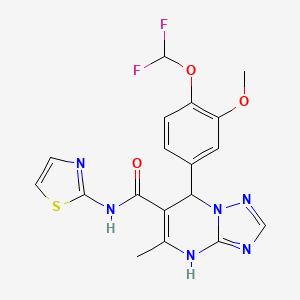 molecular formula C18H16F2N6O3S B10920423 7-[4-(difluoromethoxy)-3-methoxyphenyl]-5-methyl-N-(1,3-thiazol-2-yl)-4,7-dihydro[1,2,4]triazolo[1,5-a]pyrimidine-6-carboxamide 