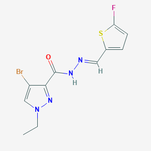 molecular formula C11H10BrFN4OS B10920433 4-Bromo-1-ethyl-N'-((5-fluorothiophen-2-yl)methylene)-1H-pyrazole-3-carbohydrazide 