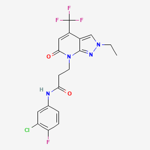 N-(3-chloro-4-fluorophenyl)-3-[2-ethyl-6-oxo-4-(trifluoromethyl)-2,6-dihydro-7H-pyrazolo[3,4-b]pyridin-7-yl]propanamide