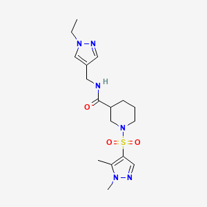 molecular formula C17H26N6O3S B10920478 1-[(1,5-dimethyl-1H-pyrazol-4-yl)sulfonyl]-N-[(1-ethyl-1H-pyrazol-4-yl)methyl]piperidine-3-carboxamide 