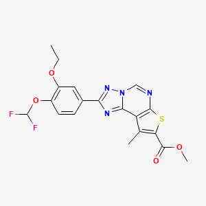 molecular formula C19H16F2N4O4S B10920487 Methyl 2-[4-(difluoromethoxy)-3-ethoxyphenyl]-9-methylthieno[3,2-e][1,2,4]triazolo[1,5-c]pyrimidine-8-carboxylate 