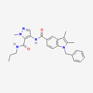 molecular formula C26H29N5O2 B10920500 1-benzyl-2,3-dimethyl-N-[1-methyl-5-(propylcarbamoyl)-1H-pyrazol-4-yl]-1H-indole-5-carboxamide 