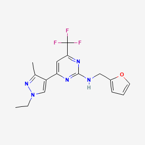 4-(1-ethyl-3-methyl-1H-pyrazol-4-yl)-N-(furan-2-ylmethyl)-6-(trifluoromethyl)pyrimidin-2-amine