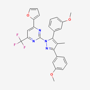 molecular formula C27H21F3N4O3 B10920525 2-[3,5-bis(3-methoxyphenyl)-4-methyl-1H-pyrazol-1-yl]-4-(furan-2-yl)-6-(trifluoromethyl)pyrimidine CAS No. 1006340-87-9