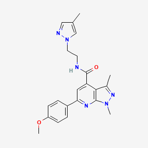 molecular formula C22H24N6O2 B10920553 6-(4-methoxyphenyl)-1,3-dimethyl-N-[2-(4-methyl-1H-pyrazol-1-yl)ethyl]-1H-pyrazolo[3,4-b]pyridine-4-carboxamide 