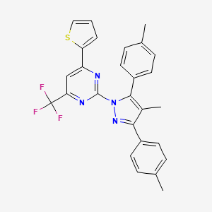 2-[4-methyl-3,5-bis(4-methylphenyl)-1H-pyrazol-1-yl]-4-(thiophen-2-yl)-6-(trifluoromethyl)pyrimidine