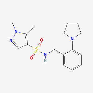 1,5-dimethyl-N-[2-(pyrrolidin-1-yl)benzyl]-1H-pyrazole-4-sulfonamide