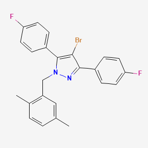 molecular formula C24H19BrF2N2 B10920603 4-bromo-1-(2,5-dimethylbenzyl)-3,5-bis(4-fluorophenyl)-1H-pyrazole 