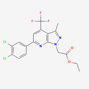 molecular formula C18H14Cl2F3N3O2 B10920614 ethyl [6-(3,4-dichlorophenyl)-3-methyl-4-(trifluoromethyl)-1H-pyrazolo[3,4-b]pyridin-1-yl]acetate 