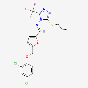 N-[(E)-{5-[(2,4-dichlorophenoxy)methyl]furan-2-yl}methylidene]-3-(propylsulfanyl)-5-(trifluoromethyl)-4H-1,2,4-triazol-4-amine