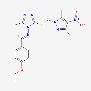 3-{[(3,5-dimethyl-4-nitro-1H-pyrazol-1-yl)methyl]sulfanyl}-N-[(E)-(4-ethoxyphenyl)methylidene]-5-methyl-4H-1,2,4-triazol-4-amine