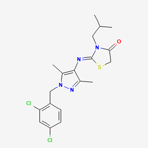 (2Z)-2-{[1-(2,4-dichlorobenzyl)-3,5-dimethyl-1H-pyrazol-4-yl]imino}-3-(2-methylpropyl)-1,3-thiazolidin-4-one