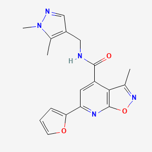 molecular formula C18H17N5O3 B10920697 N-[(1,5-dimethyl-1H-pyrazol-4-yl)methyl]-6-(furan-2-yl)-3-methyl[1,2]oxazolo[5,4-b]pyridine-4-carboxamide 