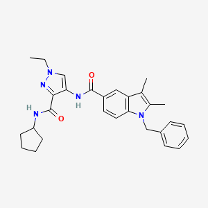 1-benzyl-N-[3-(cyclopentylcarbamoyl)-1-ethyl-1H-pyrazol-4-yl]-2,3-dimethyl-1H-indole-5-carboxamide