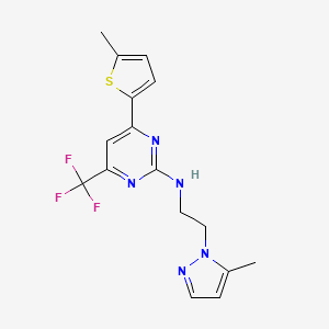 N-[2-(5-methyl-1H-pyrazol-1-yl)ethyl]-4-(5-methylthiophen-2-yl)-6-(trifluoromethyl)pyrimidin-2-amine