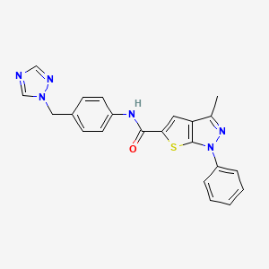 3-methyl-1-phenyl-N-[4-(1H-1,2,4-triazol-1-ylmethyl)phenyl]-1H-thieno[2,3-c]pyrazole-5-carboxamide