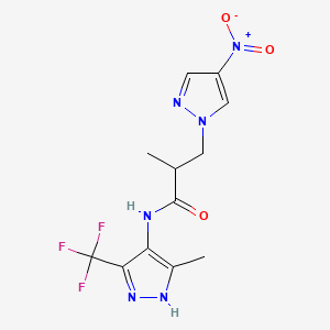 2-methyl-N-[5-methyl-3-(trifluoromethyl)-1H-pyrazol-4-yl]-3-(4-nitro-1H-pyrazol-1-yl)propanamide