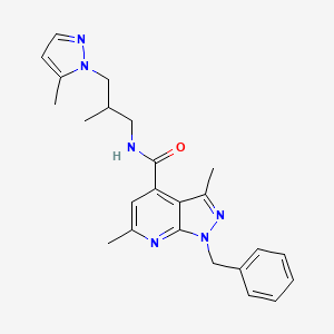 1-benzyl-3,6-dimethyl-N-[2-methyl-3-(5-methyl-1H-pyrazol-1-yl)propyl]-1H-pyrazolo[3,4-b]pyridine-4-carboxamide