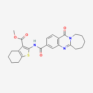 molecular formula C24H25N3O4S B10920972 Methyl 2-{[(12-oxo-6,7,8,9,10,12-hexahydroazepino[2,1-b]quinazolin-3-yl)carbonyl]amino}-4,5,6,7-tetrahydro-1-benzothiophene-3-carboxylate 