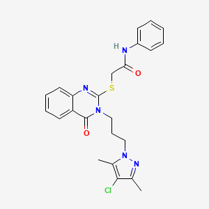 2-({3-[3-(4-chloro-3,5-dimethyl-1H-pyrazol-1-yl)propyl]-4-oxo-3,4-dihydroquinazolin-2-yl}sulfanyl)-N-phenylacetamide