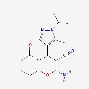 molecular formula C17H20N4O2 B10920999 2-Amino-4-(1-isopropyl-5-methyl-1H-pyrazol-4-yl)-5-oxo-5,6,7,8-tetrahydro-4H-chromene-3-carbonitrile 