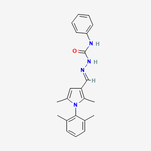 molecular formula C22H24N4O B10921001 (2E)-2-{[1-(2,6-dimethylphenyl)-2,5-dimethyl-1H-pyrrol-3-yl]methylidene}-N-phenylhydrazinecarboxamide 