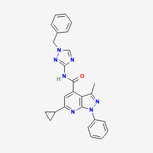 molecular formula C26H23N7O B10921028 N-(1-benzyl-1H-1,2,4-triazol-3-yl)-6-cyclopropyl-3-methyl-1-phenyl-1H-pyrazolo[3,4-b]pyridine-4-carboxamide 