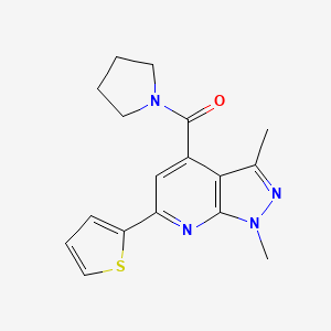 [1,3-dimethyl-6-(thiophen-2-yl)-1H-pyrazolo[3,4-b]pyridin-4-yl](pyrrolidin-1-yl)methanone