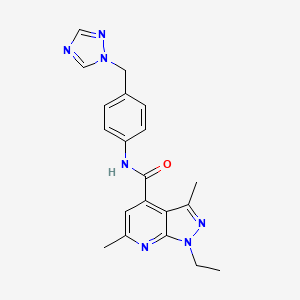 1-ethyl-3,6-dimethyl-N-[4-(1H-1,2,4-triazol-1-ylmethyl)phenyl]-1H-pyrazolo[3,4-b]pyridine-4-carboxamide