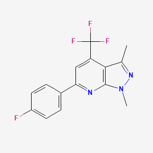 molecular formula C15H11F4N3 B10921146 6-(4-fluorophenyl)-1,3-dimethyl-4-(trifluoromethyl)-1H-pyrazolo[3,4-b]pyridine 