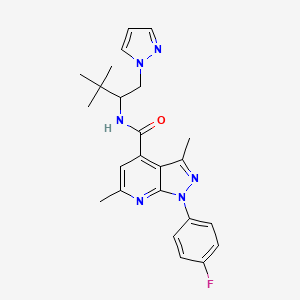 N-[3,3-dimethyl-1-(1H-pyrazol-1-yl)butan-2-yl]-1-(4-fluorophenyl)-3,6-dimethyl-1H-pyrazolo[3,4-b]pyridine-4-carboxamide