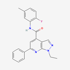 molecular formula C22H19FN4O B10921208 1-ethyl-N-(2-fluoro-5-methylphenyl)-6-phenyl-1H-pyrazolo[3,4-b]pyridine-4-carboxamide 