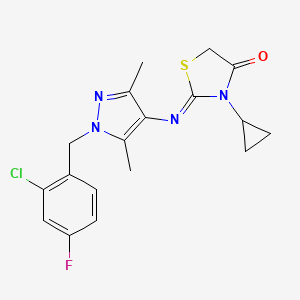 (2Z)-2-{[1-(2-chloro-4-fluorobenzyl)-3,5-dimethyl-1H-pyrazol-4-yl]imino}-3-cyclopropyl-1,3-thiazolidin-4-one