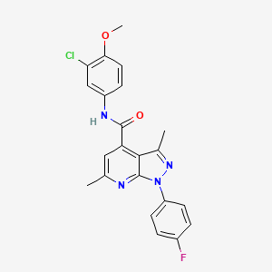 molecular formula C22H18ClFN4O2 B10921236 N-(3-chloro-4-methoxyphenyl)-1-(4-fluorophenyl)-3,6-dimethyl-1H-pyrazolo[3,4-b]pyridine-4-carboxamide 