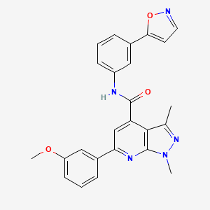 6-(3-methoxyphenyl)-1,3-dimethyl-N-[3-(1,2-oxazol-5-yl)phenyl]-1H-pyrazolo[3,4-b]pyridine-4-carboxamide