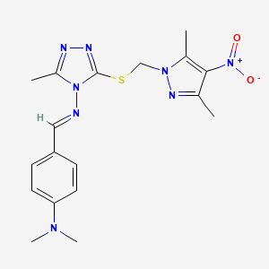 N-{(E)-[4-(dimethylamino)phenyl]methylidene}-3-{[(3,5-dimethyl-4-nitro-1H-pyrazol-1-yl)methyl]sulfanyl}-5-methyl-4H-1,2,4-triazol-4-amine