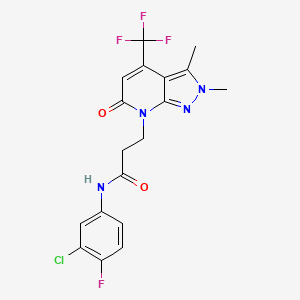 N-(3-chloro-4-fluorophenyl)-3-[2,3-dimethyl-6-oxo-4-(trifluoromethyl)-2,6-dihydro-7H-pyrazolo[3,4-b]pyridin-7-yl]propanamide