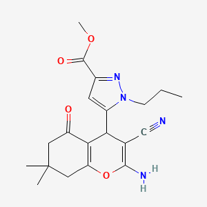 Methyl 5-(2-amino-3-cyano-7,7-dimethyl-5-oxo-5,6,7,8-tetrahydro-4H-chromen-4-YL)-1-propyl-1H-pyrazole-3-carboxylate