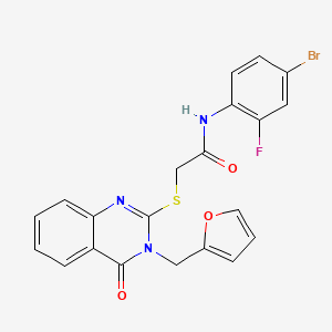 molecular formula C21H15BrFN3O3S B10921437 N-(4-bromo-2-fluorophenyl)-2-{[3-(furan-2-ylmethyl)-4-oxo-3,4-dihydroquinazolin-2-yl]sulfanyl}acetamide 