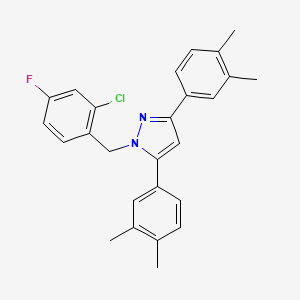 1-(2-chloro-4-fluorobenzyl)-3,5-bis(3,4-dimethylphenyl)-1H-pyrazole