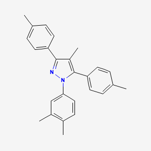 molecular formula C26H26N2 B10921502 1-(3,4-dimethylphenyl)-4-methyl-3,5-bis(4-methylphenyl)-1H-pyrazole 