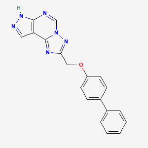 molecular formula C19H14N6O B10921507 2-[(4-Biphenylyloxy)methyl]-7H-pyrazolo[4,3-E][1,2,4]triazolo[1,5-C]pyrimidine 