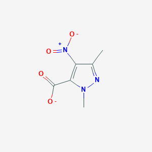 molecular formula C6H6N3O4- B10921519 1,3-dimethyl-4-nitro-1H-pyrazole-5-carboxylate 