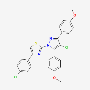 2-[4-chloro-3,5-bis(4-methoxyphenyl)-1H-pyrazol-1-yl]-4-(4-chlorophenyl)-1,3-thiazole