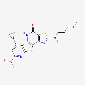 11-cyclopropyl-13-(difluoromethyl)-4-(3-methoxypropylamino)-5,16-dithia-3,8,14-triazatetracyclo[7.7.0.02,6.010,15]hexadeca-1(9),2(6),3,10(15),11,13-hexaen-7-one