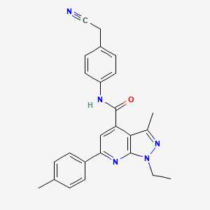 molecular formula C25H23N5O B10921582 N-[4-(cyanomethyl)phenyl]-1-ethyl-3-methyl-6-(4-methylphenyl)-1H-pyrazolo[3,4-b]pyridine-4-carboxamide 