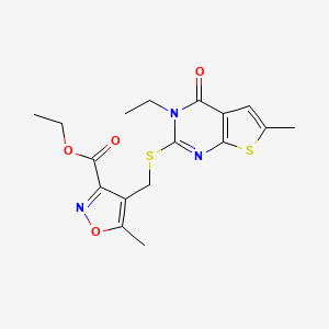 Ethyl 4-{[(3-ethyl-6-methyl-4-oxo-3,4-dihydrothieno[2,3-d]pyrimidin-2-yl)sulfanyl]methyl}-5-methyl-1,2-oxazole-3-carboxylate