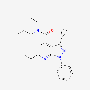 3-cyclopropyl-6-ethyl-1-phenyl-N,N-dipropyl-1H-pyrazolo[3,4-b]pyridine-4-carboxamide